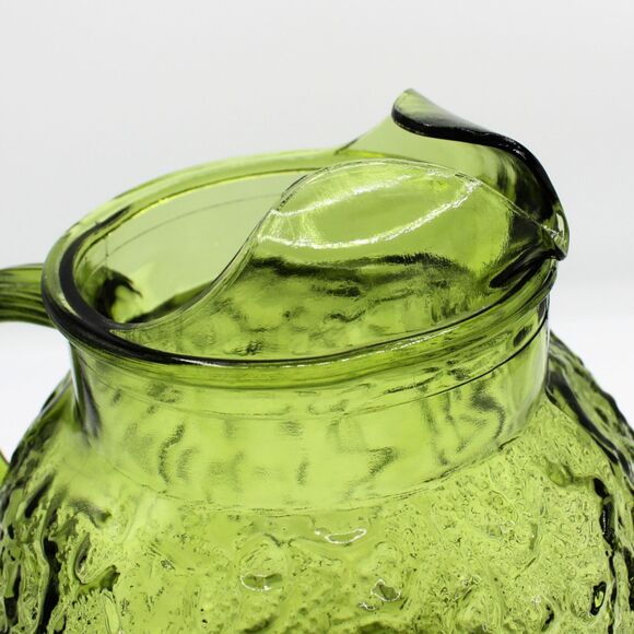 Vintage Anchor Hocking Lido Milano Green Textured Pitcher Crinkle Bubble Pattern - Picture 5 of 7